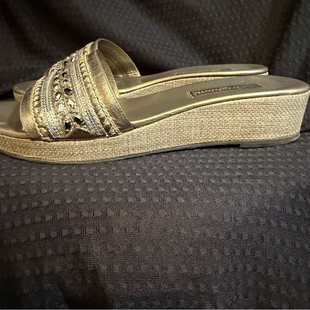 Brighton “Tactic” Metallic Slide Sandals View 4